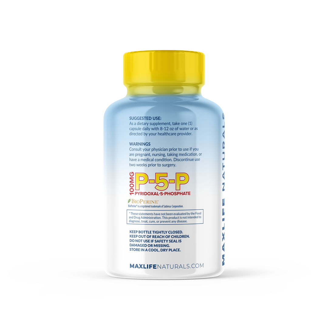 P5P 100mg – 240 Capsules | High-Potency Vitamin B6 (Pyridoxal-5-Phosphate) for Energy, Brain & Nerve Health