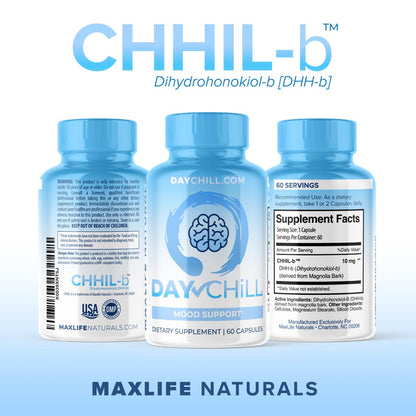 Day Chill™ DHH-B (Dihydrohonokiol-B) Supplement 10mg | Natural Anti-Anxiety & Stress Support – 60 Capsules - Natural Stress Reducing Breakthrough