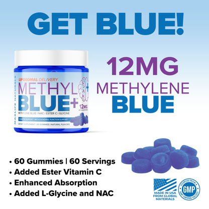 Liposomal Methylene Blue Gummies – 60ct | Enhanced Cellular Energy & Brain Support