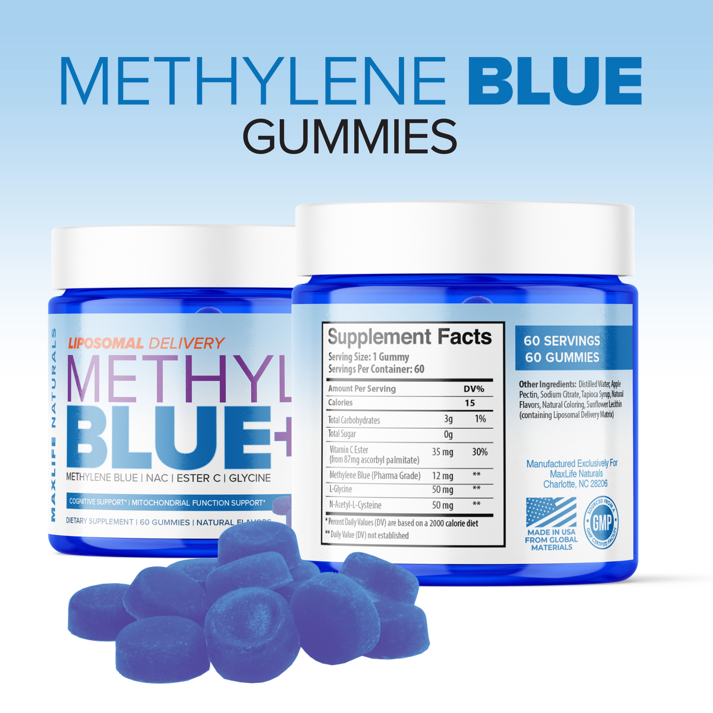 Liposomal Methylene Blue Gummies – 60ct | Enhanced Cellular Energy & Brain Support